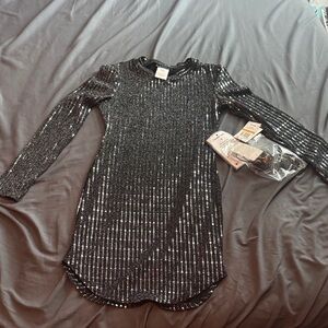 B Darlin Glittering Black Sequin Dress with Matching Mask